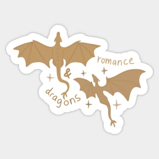 Romance and dragons book lover reader design with two golden dragons (romantasy) Sticker